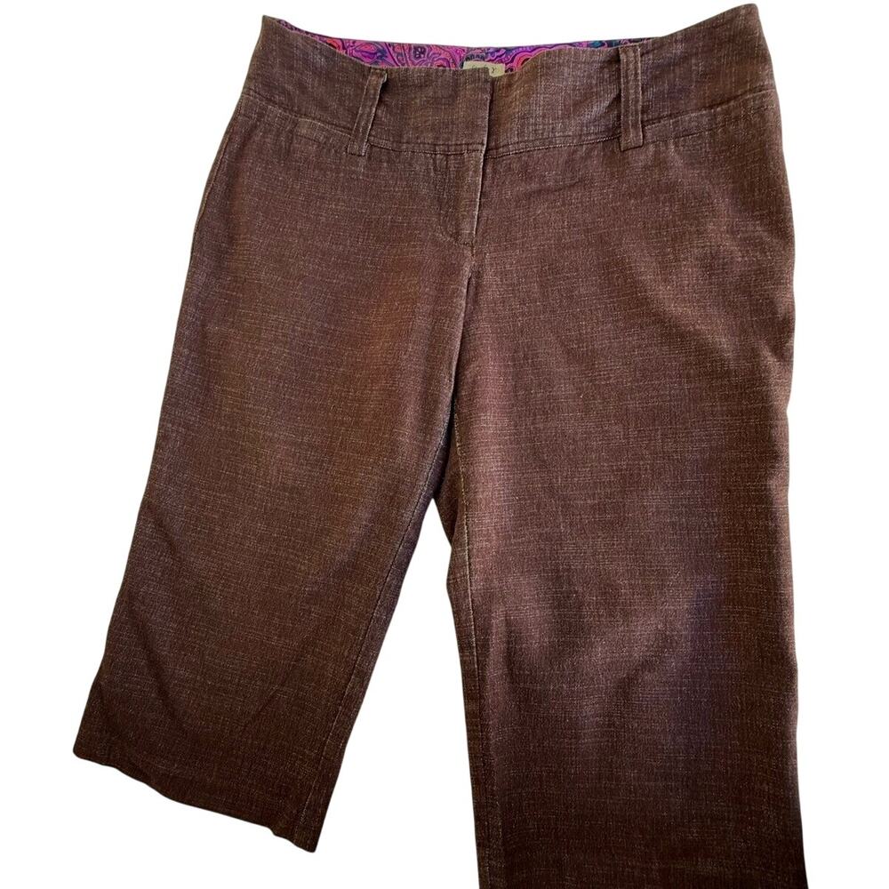 SKU2430 Studio Y Women's 9/10 Brown Cropped Dress Pants Stretch Capri Slacks